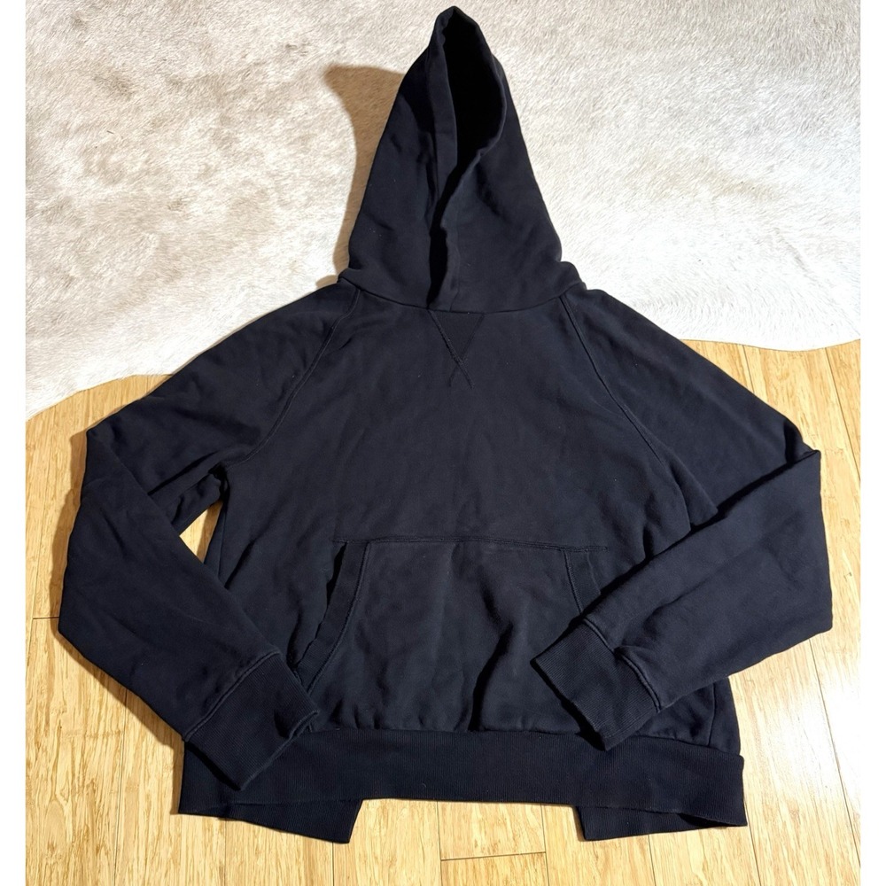 Athleta Moonrise Split Open Back Hoodie Black Women Size Medium Kangaroo‎ Pocket - Picture 3 of 6